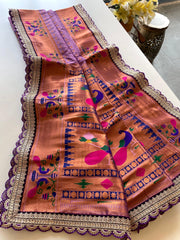 Captivating Lavender Color Paithani Silk Saree