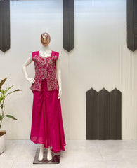 Party Wear Pink Color Skirt Koti With Shrug