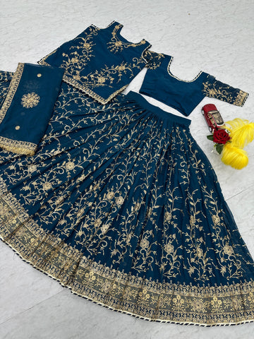 Traditional Wear Sequence Work Blue Color Lehenga Choli