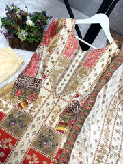 Multi Color Chinon Silk Digital Printed Straight Salwar Suit