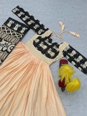 Ravishing Peach Rayon Cotton Kalamkari Print Gown