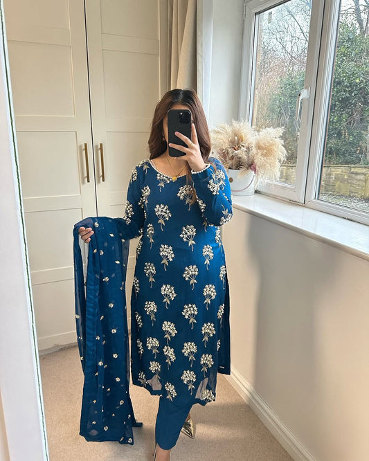 Awesome Blue Color Sequence Work Salwar Suit