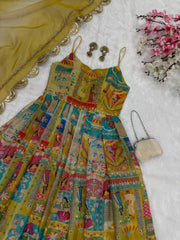 Trendy Multicolor Organza Silk Anarkali Gown