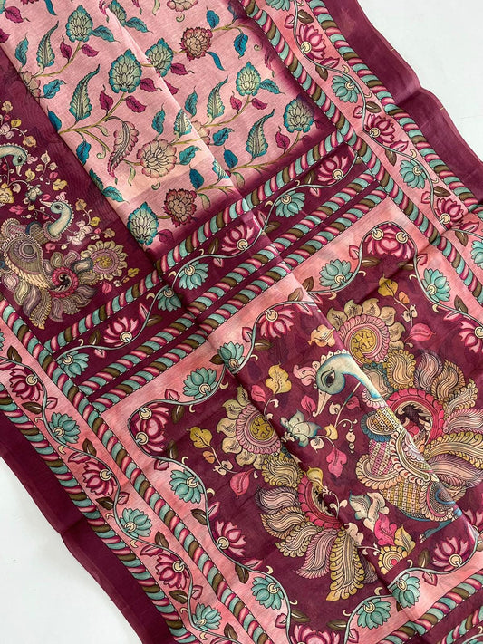 Admiring Digital Print Maroon Color Saree