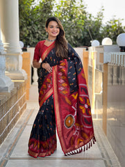 Black Color Patola Weaving Border Alluring Silk Saree