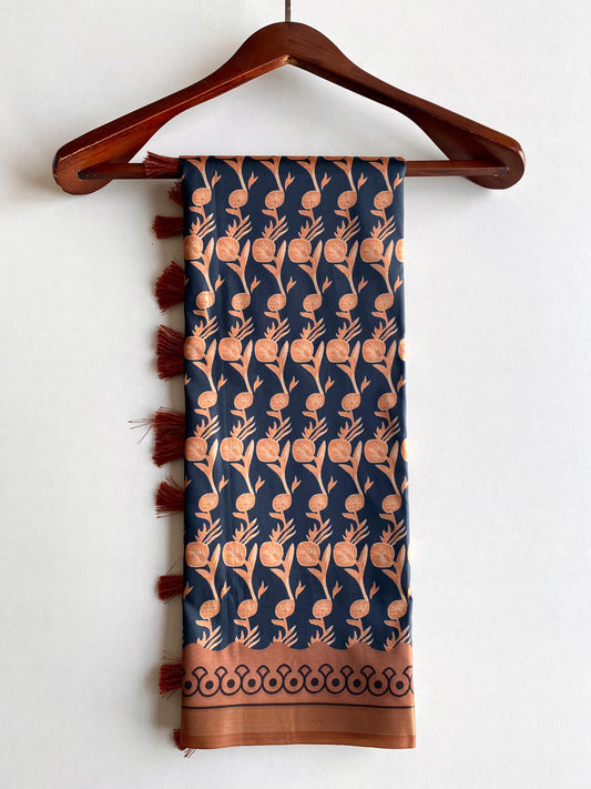 Graceful Dola Zari Patta Border Brown Color Saree