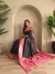 Festive Wear Black Color Rich Pallu Paithani Silk Saree
