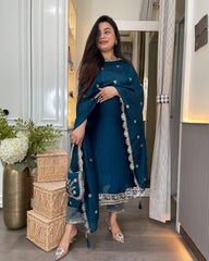 Navy Blue Color Embroidery Work Salwar Suit
