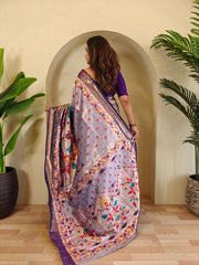 Blissful Paithani Silk Lavender Color Saree
