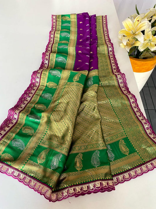 Festive Wear Purple Color Paithani Silk Saree