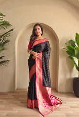 Festive Wear Black Color Rich Pallu Paithani Silk Saree