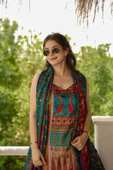 Function Wear Multi color Printed Top With Dupatta Set