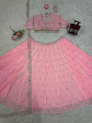 Engagement Wear Sequence Work Pink Color Lehenga Choli