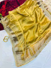Peach Soft Tissue Silk with Fancy Lace Border Saree