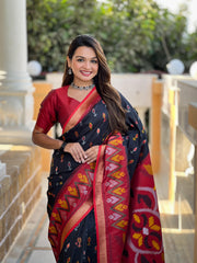 Black Color Patola Weaving Border Alluring Silk Saree