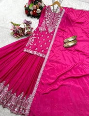 Good Looking Embroidery Work Pink Color Top With Lehenga Choli