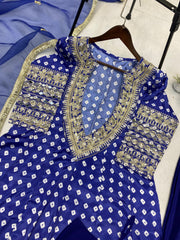 Unique Blue Color Digital Print Palazzo Suit