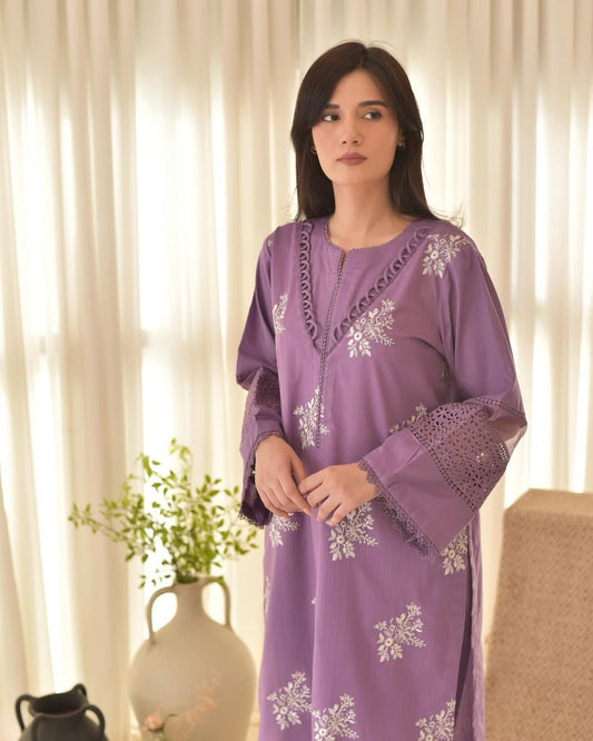 Outstanding Roman Silk Lavender Color Salwar Suit