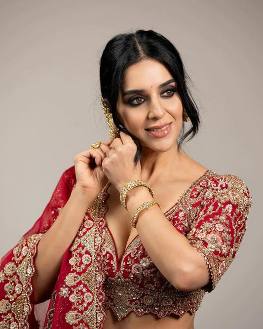 Occasion Wear Malai Satin Red Color Bridal Lehenga Choli