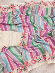 Multicolor Digital Print Vichitra Silk Saree