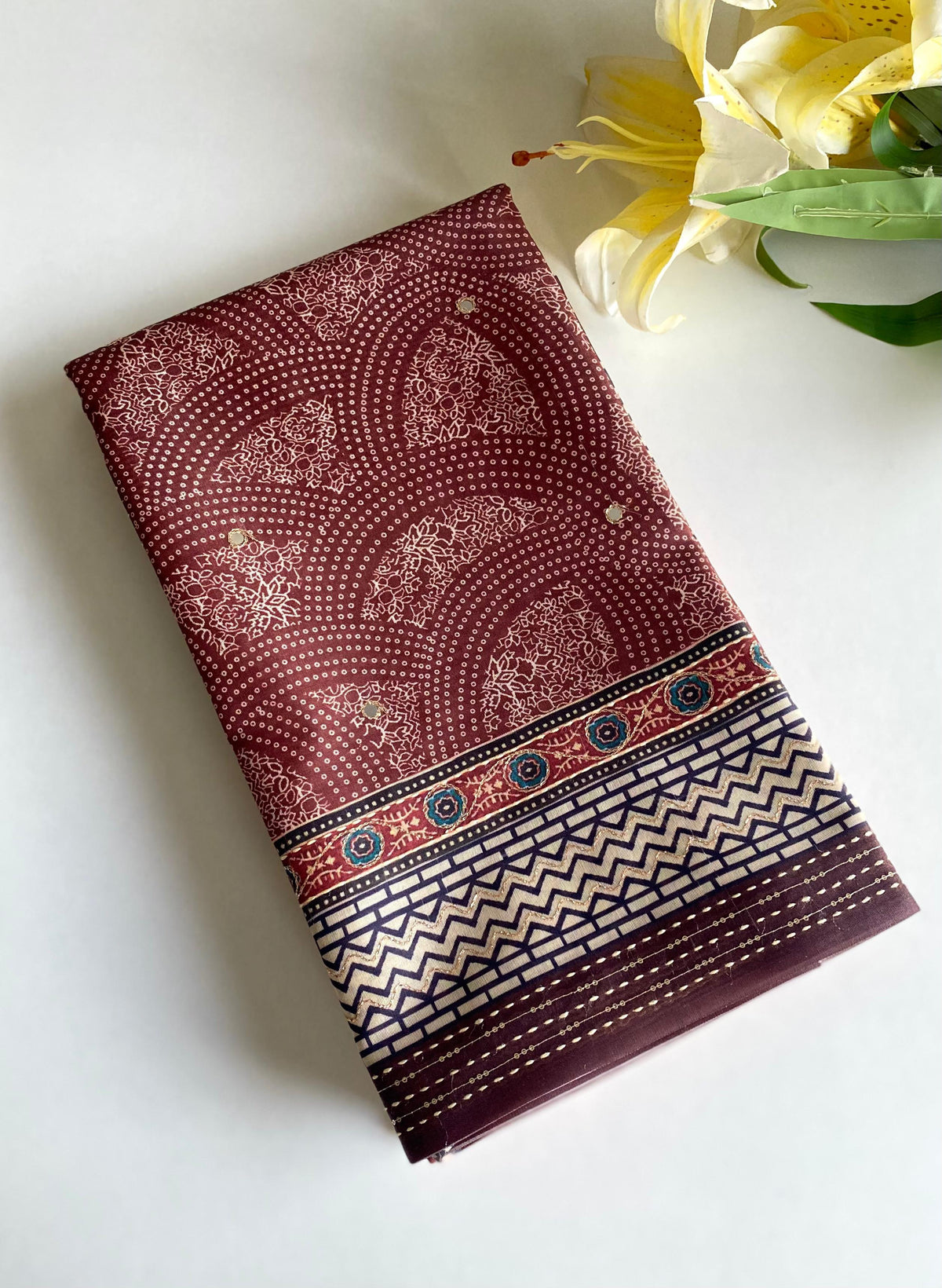 Classic Bandhani Prints Brown Color Saree