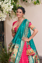 Festive Special Paithani Silk Pink Color Lehenga Choli
