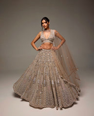 Wedding & Party Wear Thread Work Gold Color Lehenga Choli