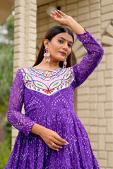 Ravishing Pink Georgette Embroidery Work Gown