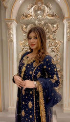 Function Wear Heavy Work Navy Blue Palazzo Suit