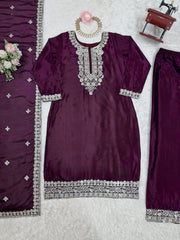 Function Wear Wine Color Palazzo Set