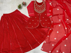 Trendy Red Georgette Printed Lehenga Choli
