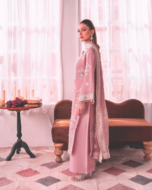 Blissful Georgette Sequence Work Pink Color Plazzo Suit