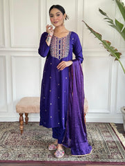 Superhit Heavy Reyon Blue Color Salwar Suit