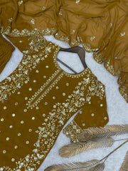 Exclusive Yellow Georgette Sequence Work Sharara Suit
