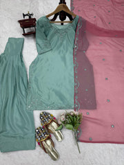 Stunning Green Color Punjabi Style Salwar Suit