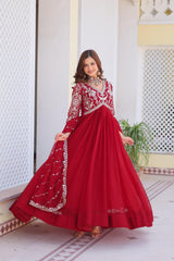 Preferable Georgette Red Color Gown