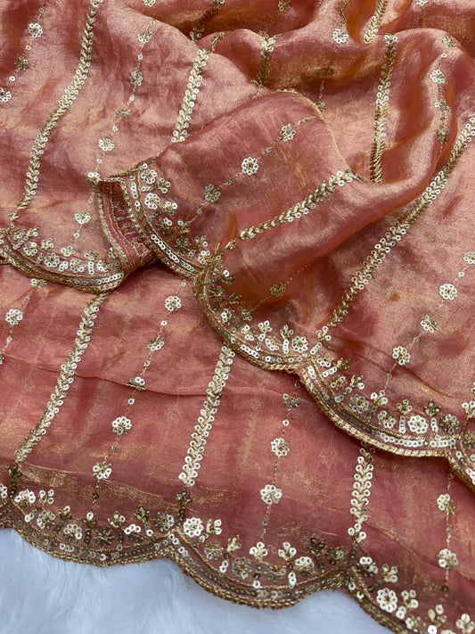 Gorgeous Red Color Sequence Silk Saree