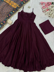 Wine Color Huge Flair Anarkali Suit