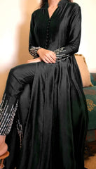 Awesome Chinon Silk Black Color Top With Pent