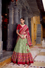 Ravishing Sky Blue Tasar Silk Lehenga Choli
