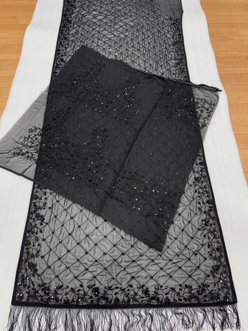 Awesome Black Color Heavy Embroidery Saree