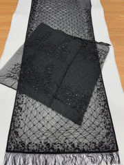 Awesome Black Color Heavy Embroidery Saree