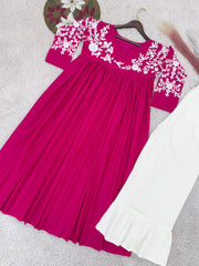 Ravishing Pink Color  Embroidery Work Palazzo Suit