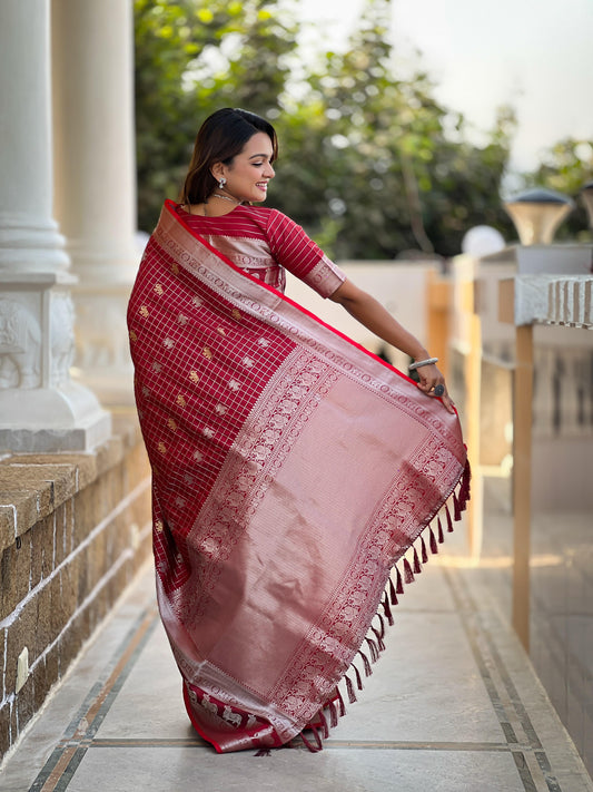 Good Looking Soft Silk Red Color Saree