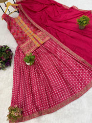 Innovative Red Chinon Embroidery Work Lehenga Choli