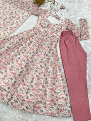 Flower Print Exclusive Fully Flair Pink Color Anarkali Suit