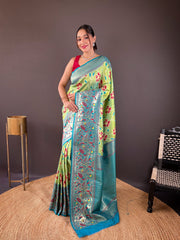 Gorgeous Silk Patola Weaving Perrot Color Saree