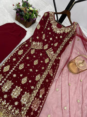 Function Wear Heavy Work Maroon Palazzo Suit