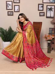 Flattering Tissue Silk Mustard Color Saree