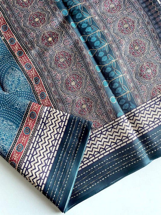 Classic Bandhani Prints Blue Color Saree